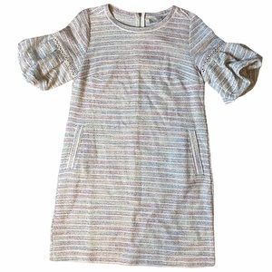 LOFT Puff Sleeve Striped Dress